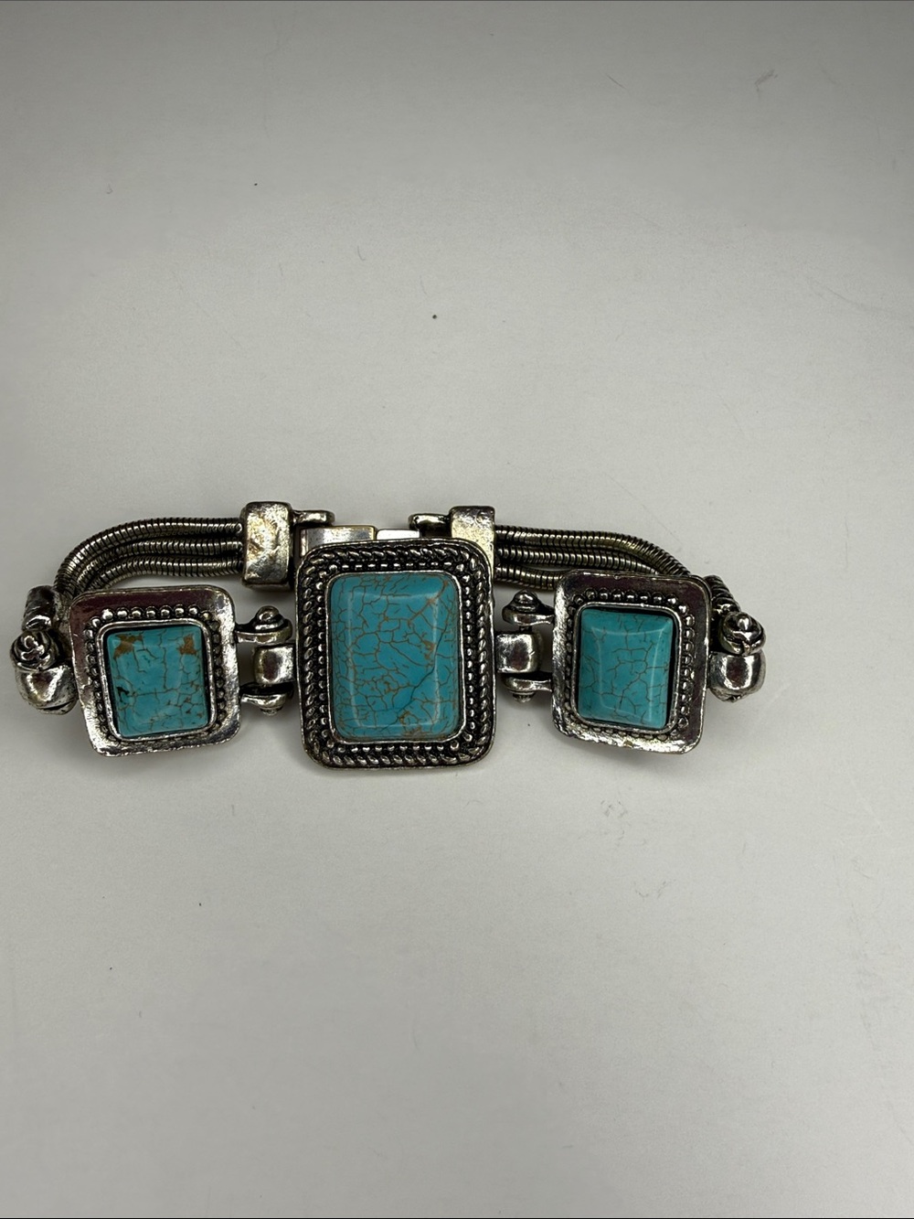 Southwestern multi-strand link turquoise bracelet